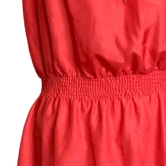 GAP Red Coral Camisole Ruffle Top Elastic Waist Satin Mini Slip Dress Size Large - Picture 5 of 8